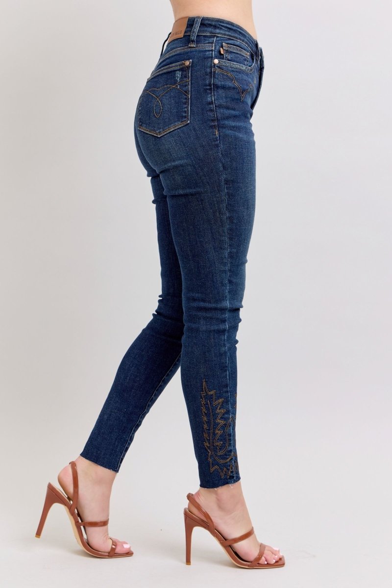 Premium Judy Blue Full Size Embroidered High Rise Skinny Jeans Plus Size