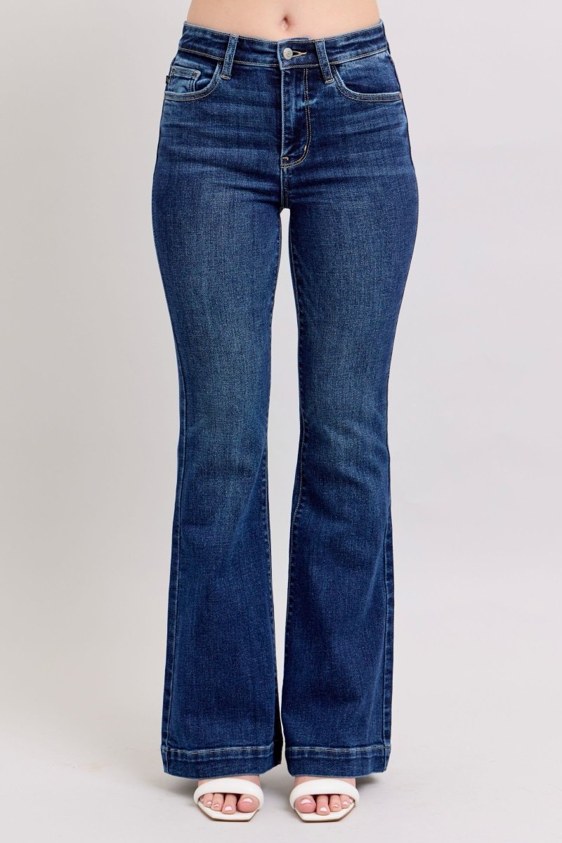 Premium Judy Blue Full Size High Rise Flare Jeans with Pockets Plus Size