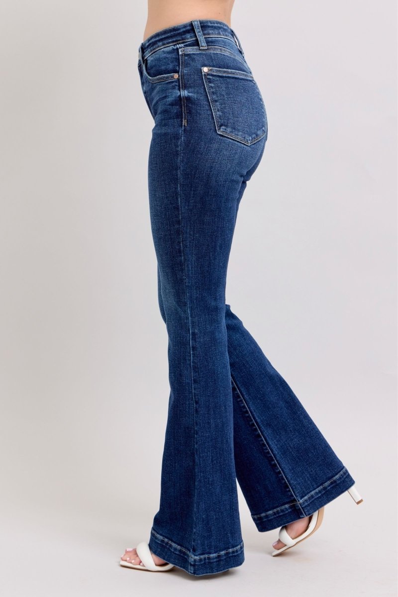 Premium Judy Blue Full Size High Rise Flare Jeans with Pockets Plus Size