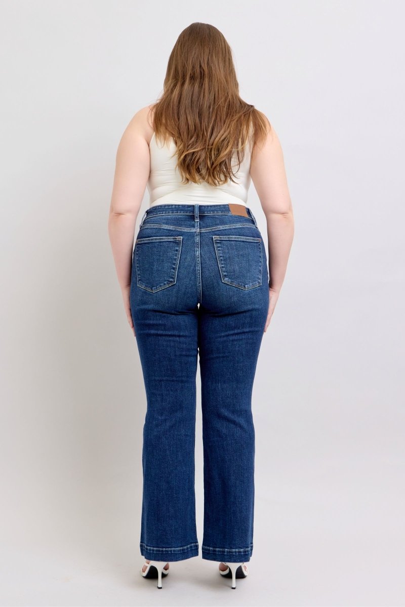 Premium Judy Blue Full Size High Rise Flare Jeans with Pockets Plus Size