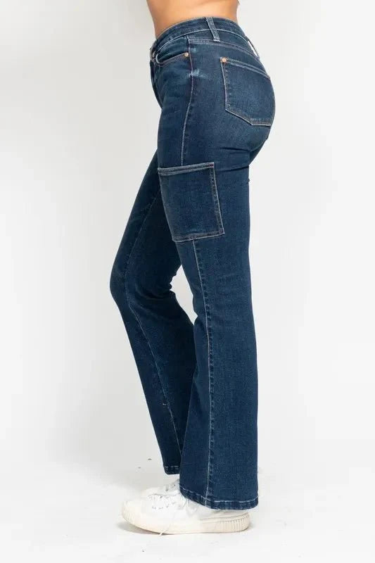 Judy Blue Full Size High Waist Cargo Bootcut Jeans Plus Size