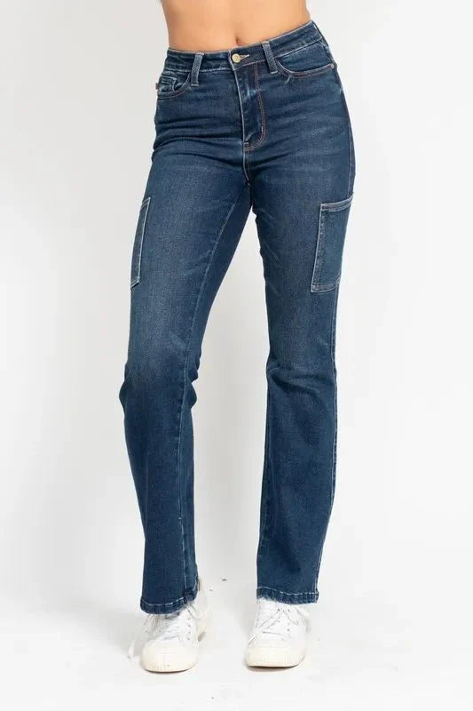 Judy Blue Full Size High Waist Cargo Bootcut Jeans Plus Size