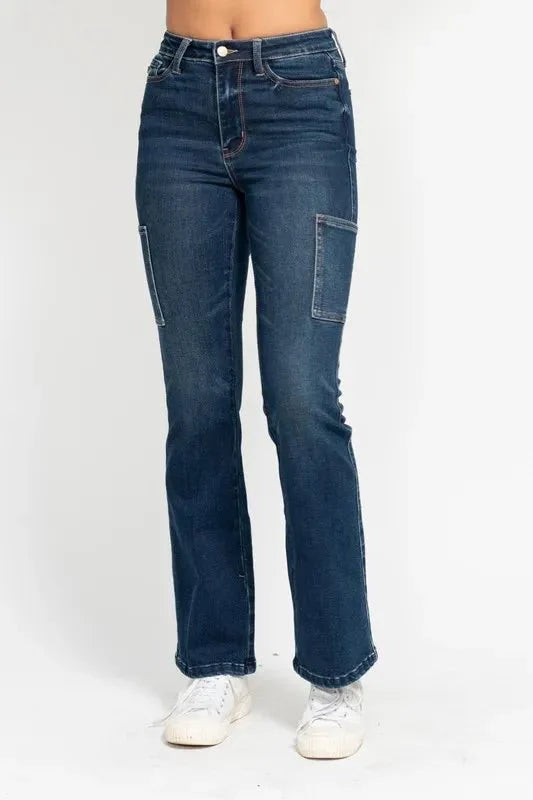 Judy Blue Full Size High Waist Cargo Bootcut Jeans Plus Size