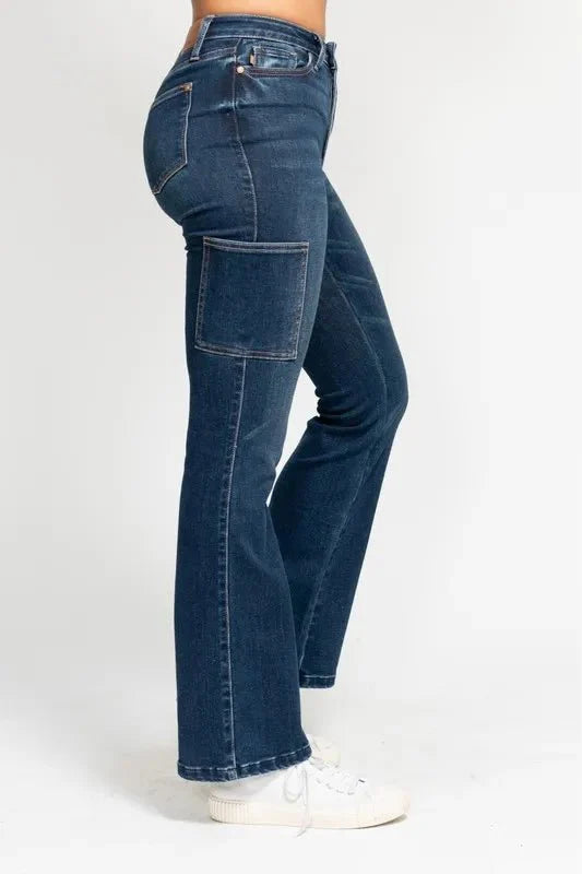 Judy Blue Full Size High Waist Cargo Bootcut Jeans Plus Size