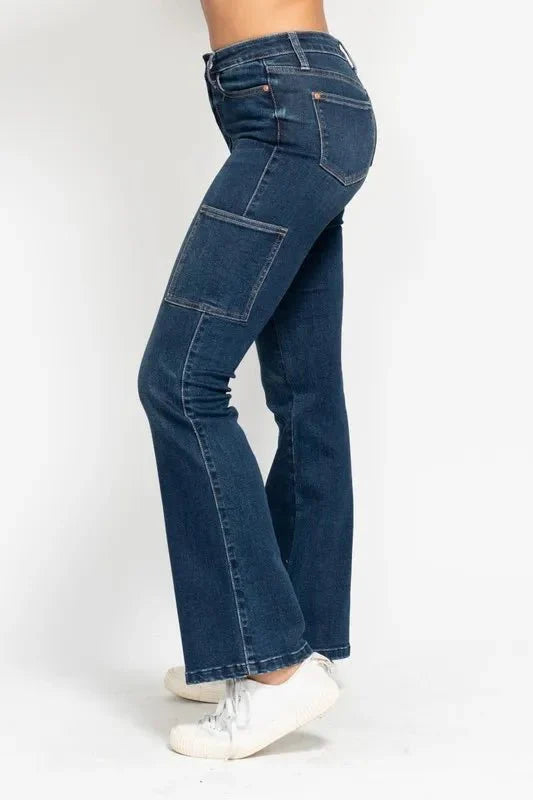 Judy Blue Full Size High Waist Cargo Bootcut Jeans Plus Size
