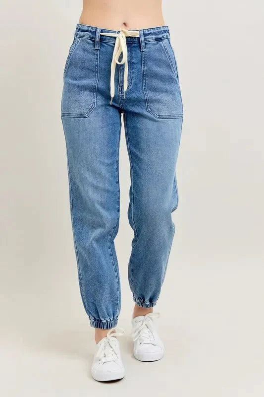 Judy Blue Full Size High Waist Denim Jogger Plus Size Fashion