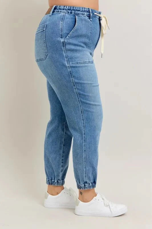 Judy Blue Full Size High Waist Denim Jogger Plus Size Fashion