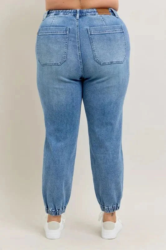 Judy Blue Full Size High Waist Denim Jogger Plus Size Fashion