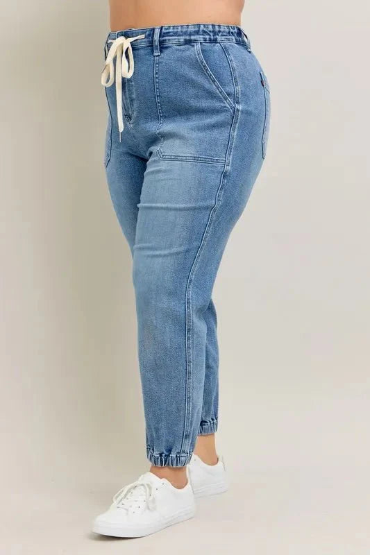 Judy Blue Full Size High Waist Denim Jogger Plus Size Fashion