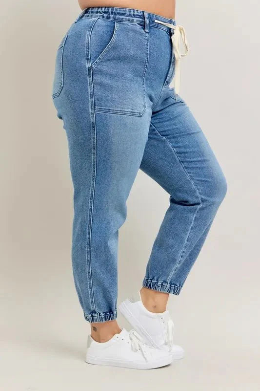 Judy Blue Full Size High Waist Denim Jogger Plus Size Fashion
