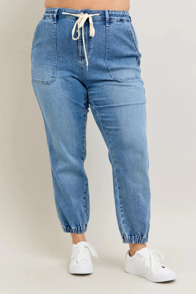 Judy Blue Full Size High Waist Denim Jogger Plus Size Fashion