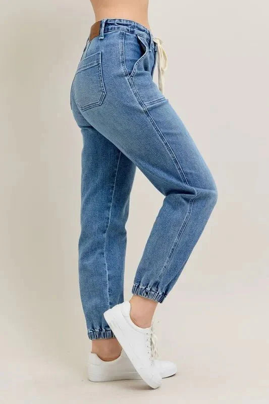 Judy Blue Full Size High Waist Denim Jogger Plus Size Fashion