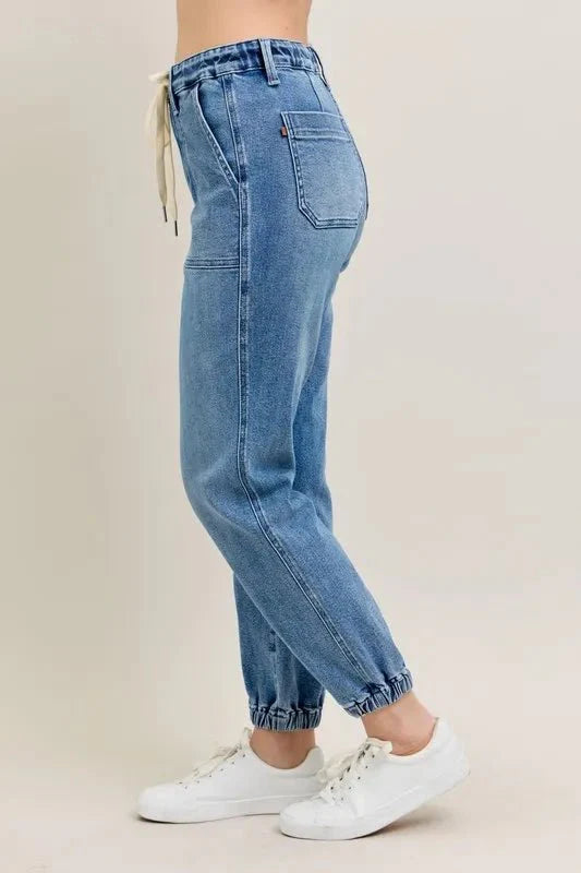 Judy Blue Full Size High Waist Denim Jogger Plus Size Fashion