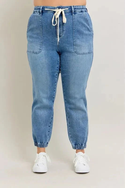 Judy Blue Full Size High Waist Denim Jogger Plus Size Fashion