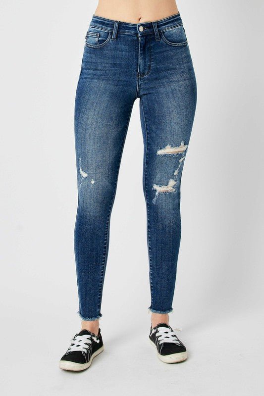 Premium Judy Blue Full Size High Waist Distressed Skinny Jeans