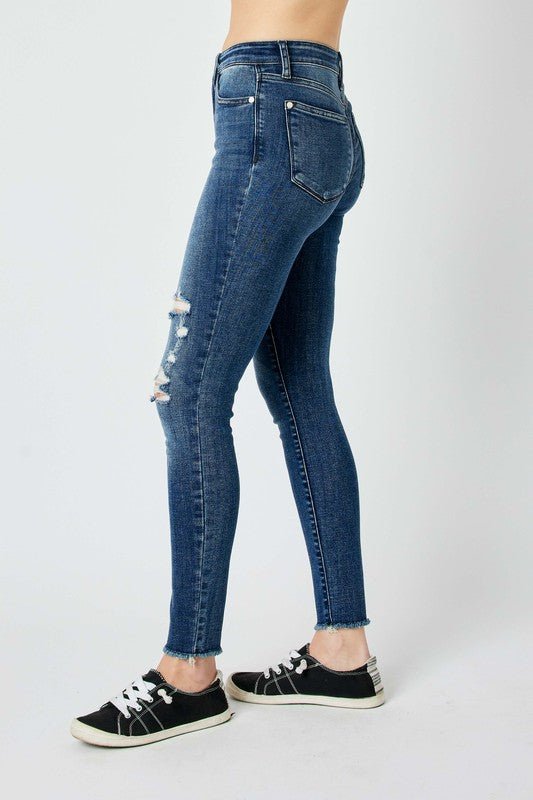 Premium Judy Blue Full Size High Waist Distressed Skinny Jeans