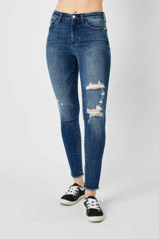 Premium Judy Blue Full Size High Waist Distressed Skinny Jeans