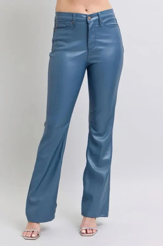 Judy Blue Full Size High Waist Tummy Control Faux Leather Bootcut Pants Plus Size