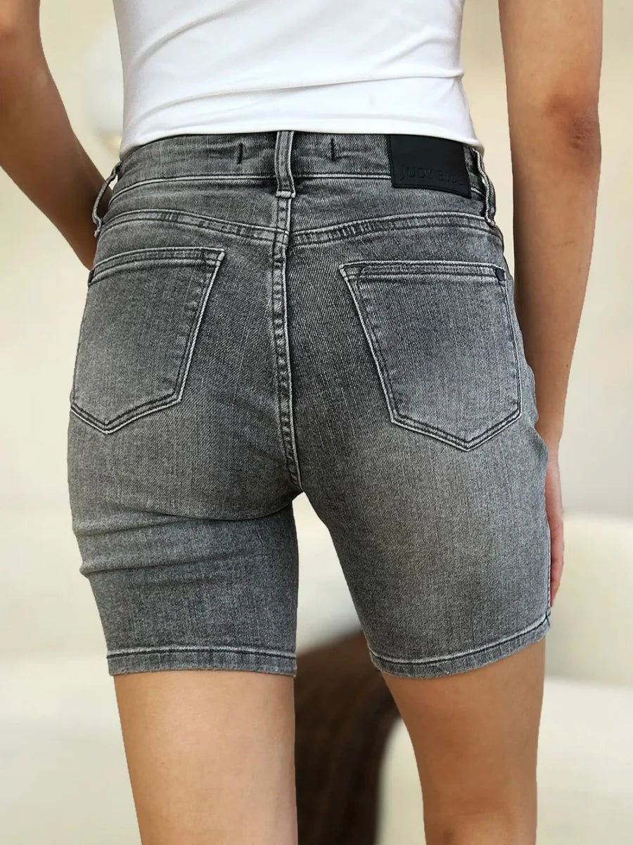 Judy Blue Full Size High Waist Washed Denim Shorts for Women