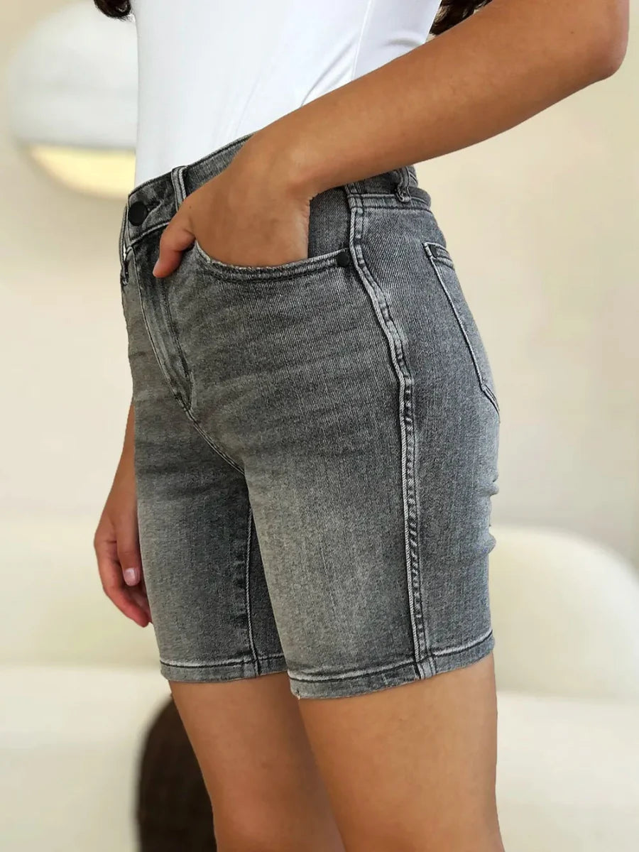 Judy Blue Full Size High Waist Washed Denim Shorts for Women