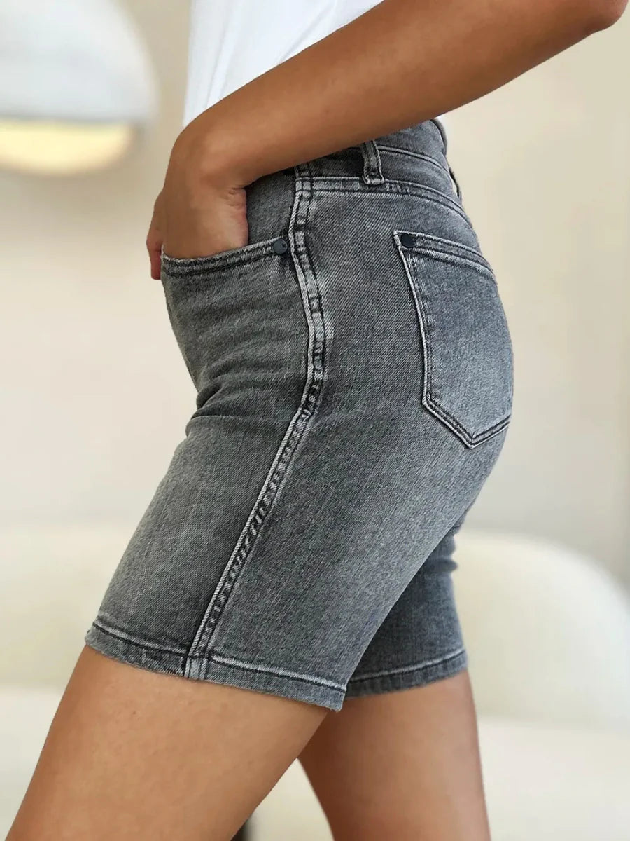Judy Blue Full Size High Waist Washed Denim Shorts for Women