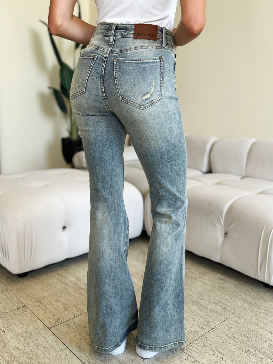 Premium Judy Blue Full Size Mid Rise Flare Jeans for Women