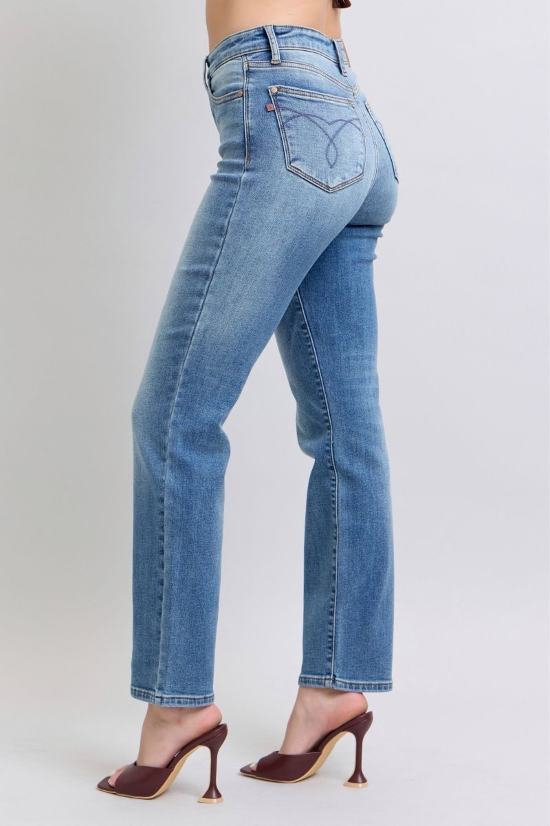Premium Judy Blue Full Size Run Vintage Wash Thermal Straight Jeans