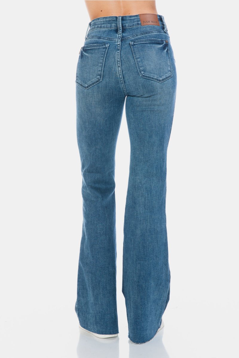 Premium Judy Blue Full Size Tummy Control Cut Hem Flare Jeans