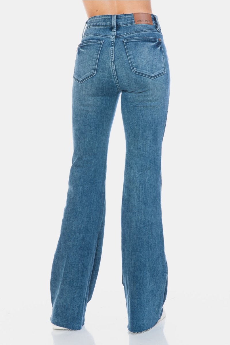 Premium Judy Blue Full Size Tummy Control Cut Hem Flare Jeans