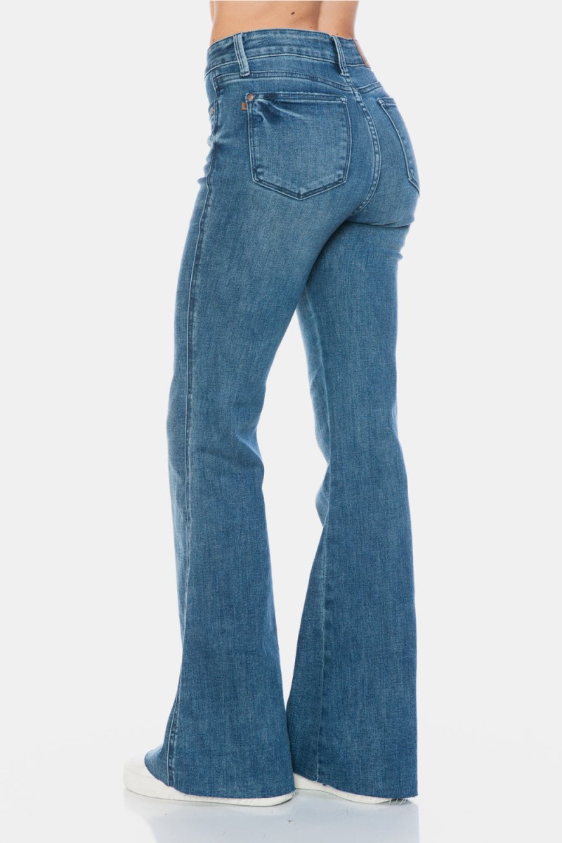 Premium Judy Blue Full Size Tummy Control Cut Hem Flare Jeans