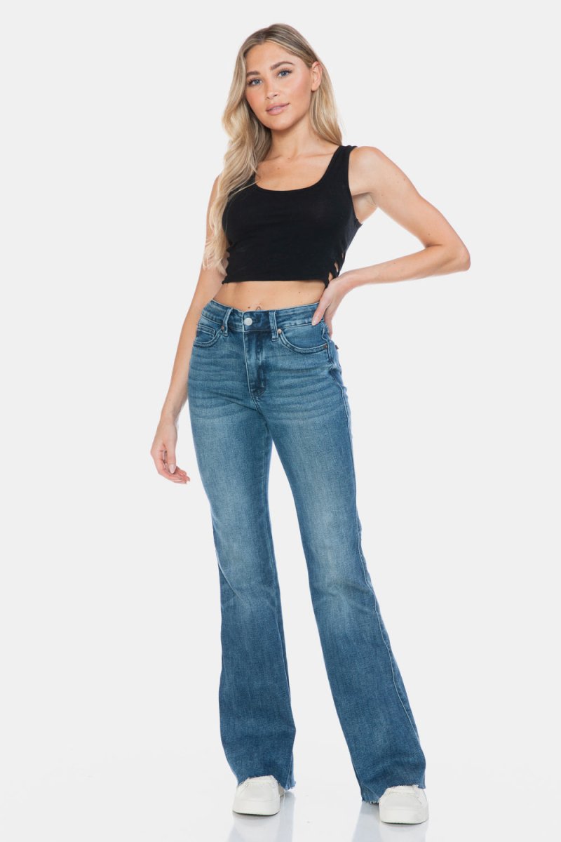 Premium Judy Blue Full Size Tummy Control Cut Hem Flare Jeans