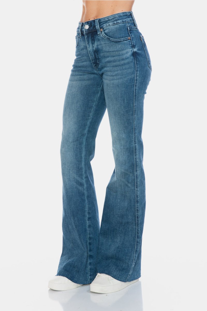 Premium Judy Blue Full Size Tummy Control Cut Hem Flare Jeans