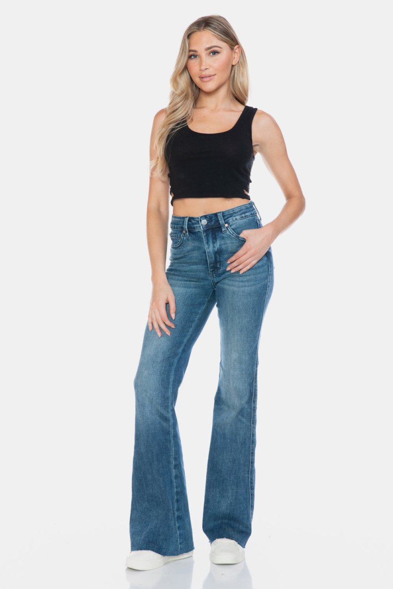 Premium Judy Blue Full Size Tummy Control Cut Hem Flare Jeans
