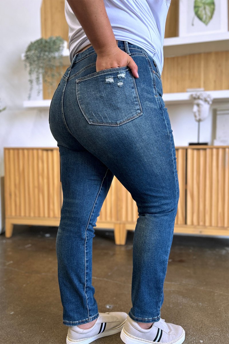Premium Judy Blue Full Size Tummy Control High Waist Slim Jeans