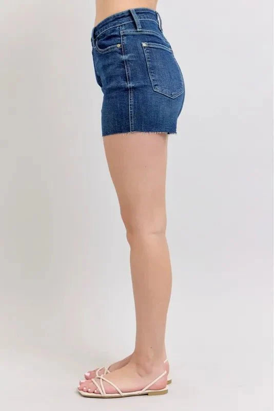 Premium Judy Blue High Waist Criss-Cross Waistband Denim Shorts