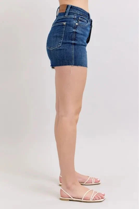 Premium Judy Blue High Waist Criss-Cross Waistband Denim Shorts