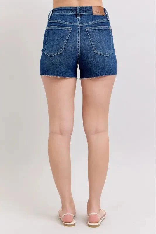 Premium Judy Blue High Waist Criss-Cross Waistband Denim Shorts