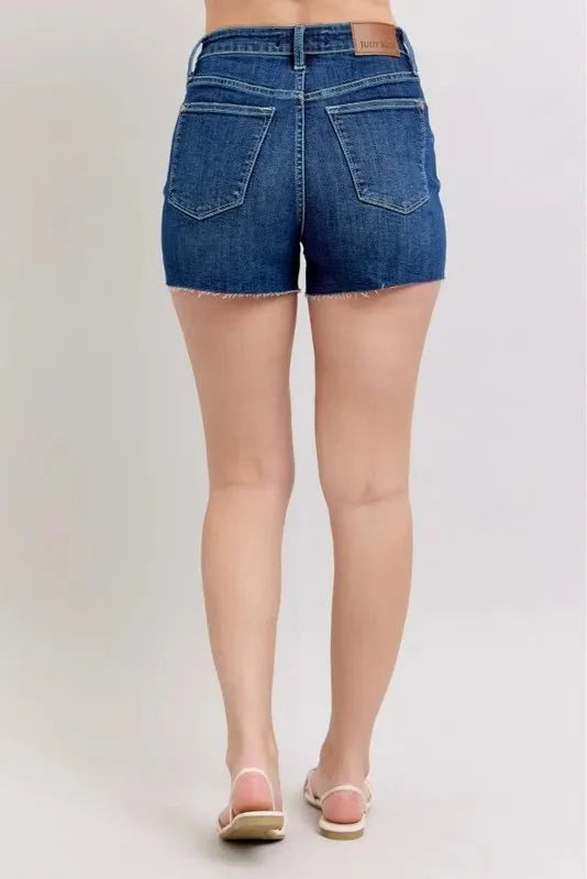 Premium Judy Blue High Waist Criss-Cross Waistband Denim Shorts