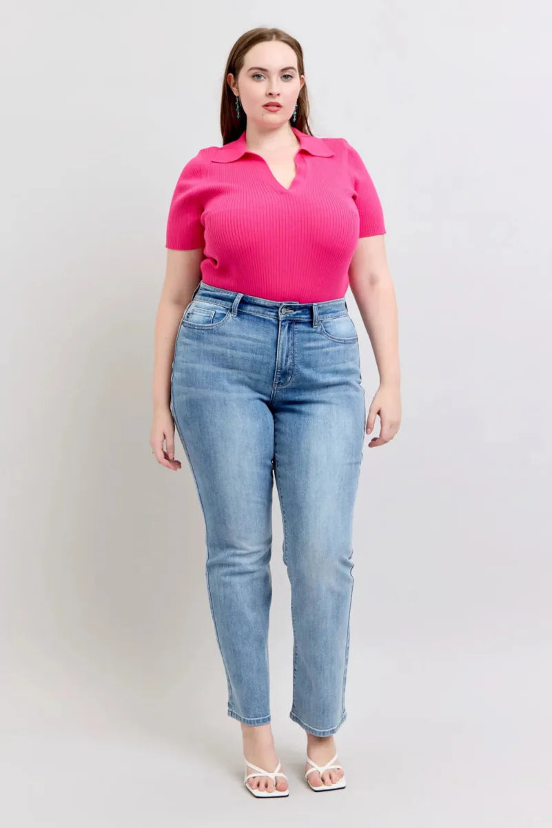 Judy Blue Plus Size High Waist Dad Jeans for Women
