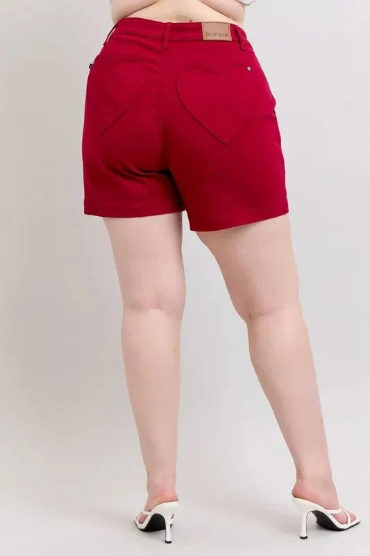 Premium Judy Blue Plus Size High Waist Tummy Control Denim Shorts