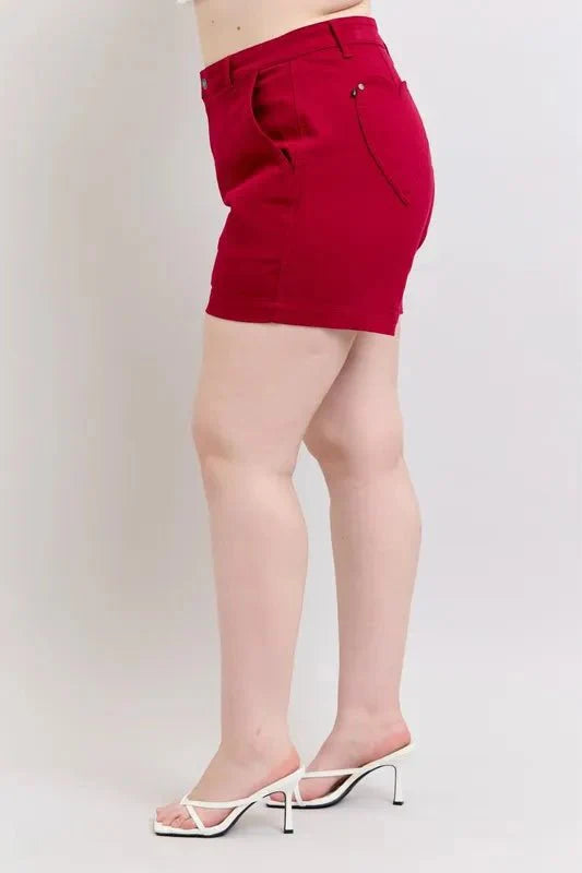 Premium Judy Blue Plus Size High Waist Tummy Control Denim Shorts