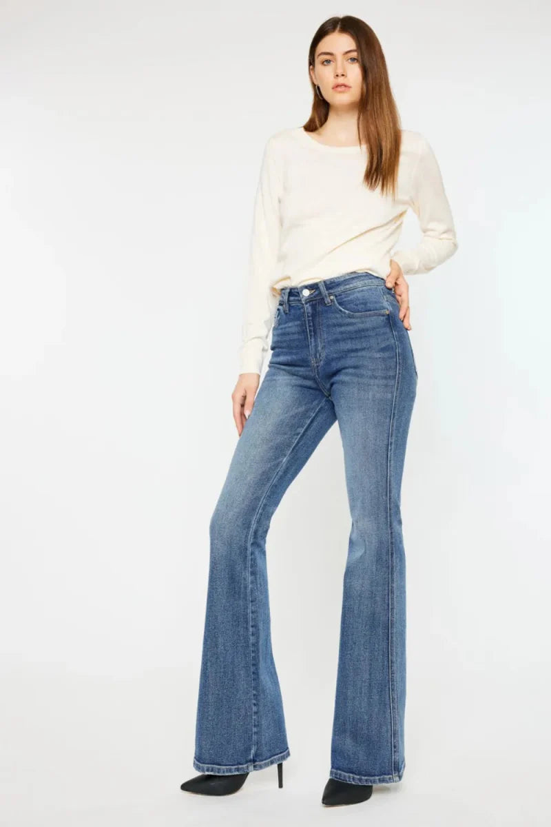 Kancan Cat's Whiskers High Waist Flare Jeans for Women