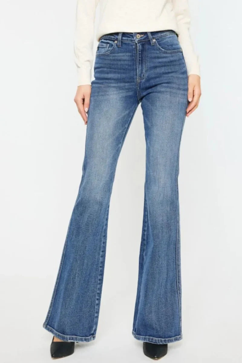 Kancan Cat's Whiskers High Waist Flare Jeans for Women