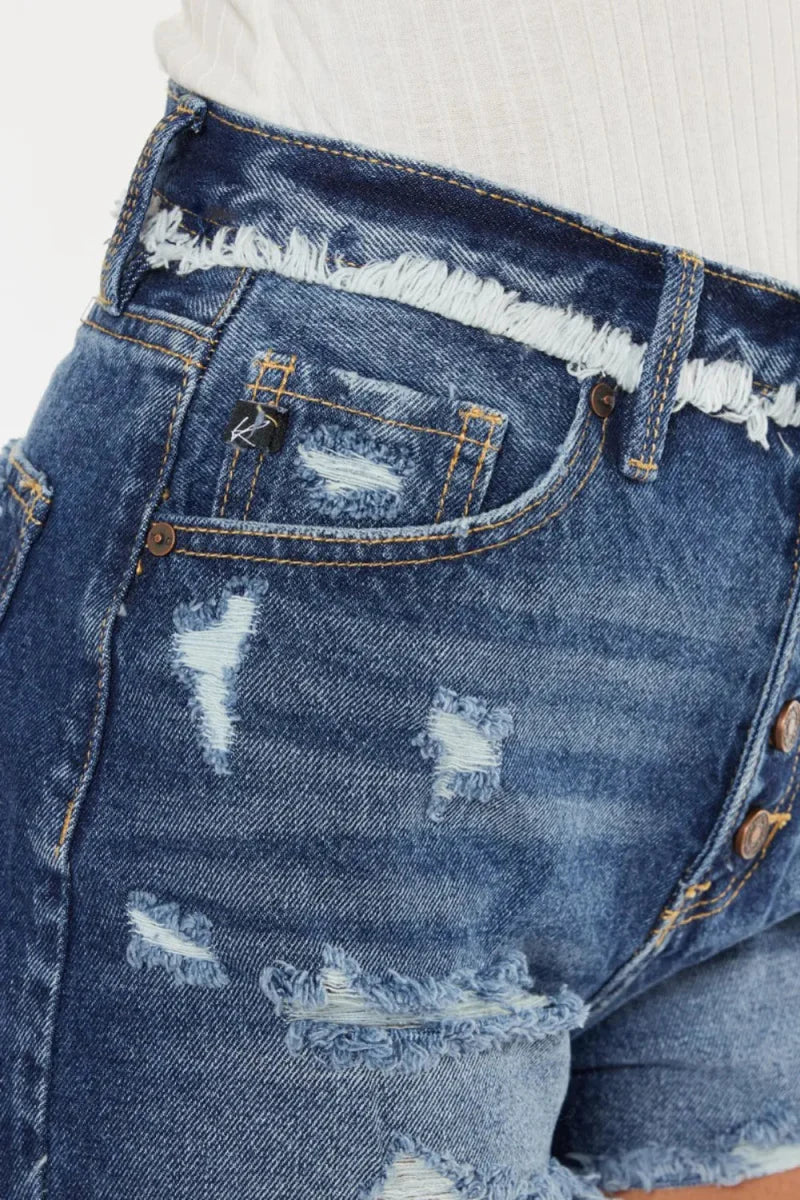 Kancan Distressed Button Fly Denim Shorts for Summer Style