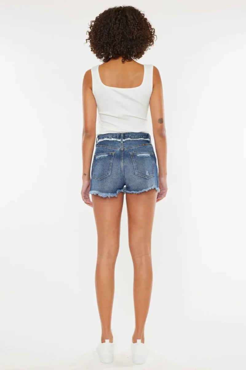 Kancan Distressed Button Fly Denim Shorts for Summer Style