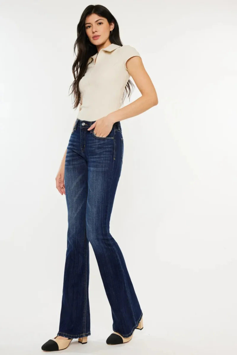 Kancan Full Size Mid Rise Slim Flare Jeans for Women