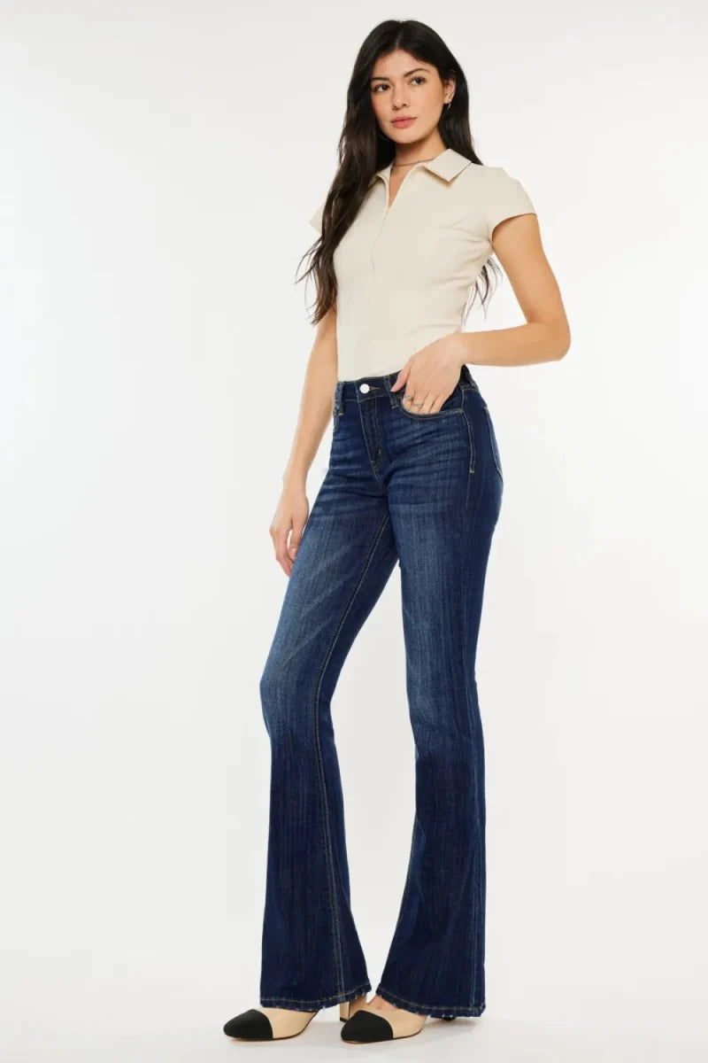 Kancan Full Size Mid Rise Slim Flare Jeans for Women