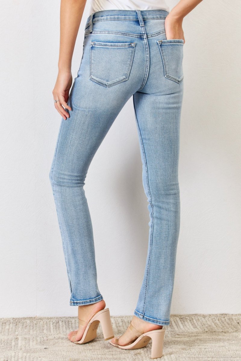 Premium Kancan Full Size Mid Rise Y2K Slit Bootcut Jeans Women