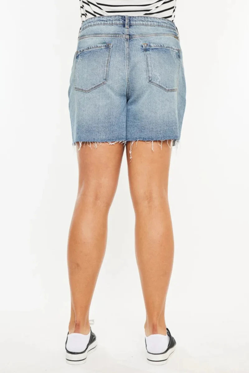 Kancan Full Size Raw Hem High Waist Denim Shorts for Women