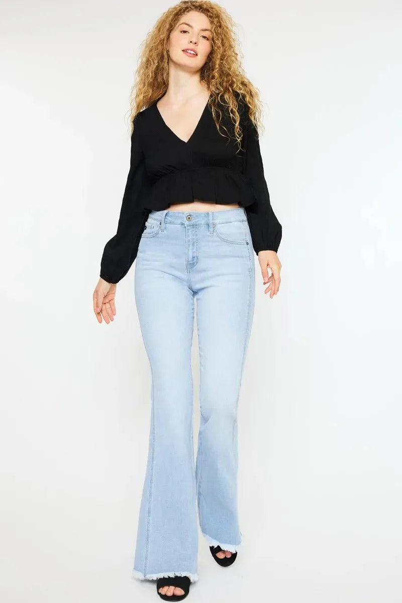 Kancan High Rise Curvy Flare Jeans for Chic Style
